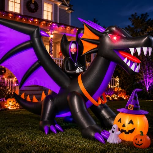 Halloween Inflatable Dragon with LED Lights for Outdoor Displays