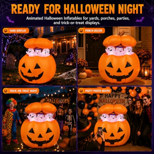 Halloween Inflatables Animated Pumpkin Ghost Outdoor Decorations