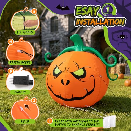 Halloween Inflatable Pumpkin Yard Decoration for Seasonal Events