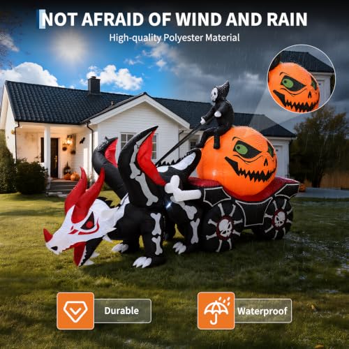 Halloween Decorations Outdoor Grim Reaper Dragon Carriage Inflatable