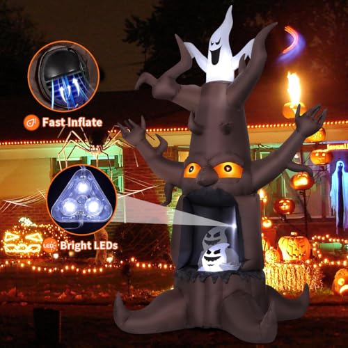 Commercial Halloween Inflatable Dead Tree with Ghost Lighting