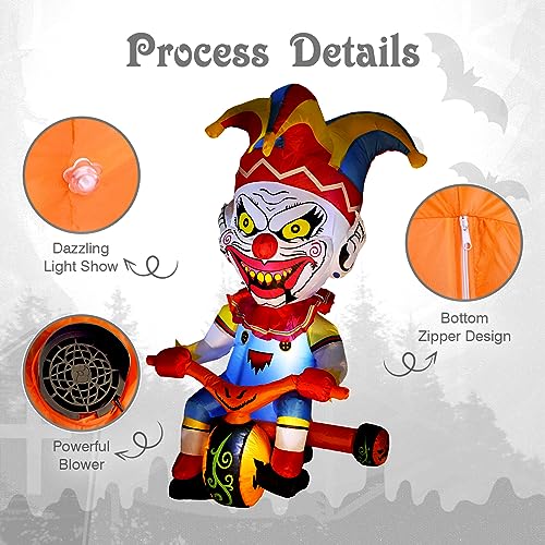 Halloween Inflatable Outdoor Clown Bicycle with LED Lighting