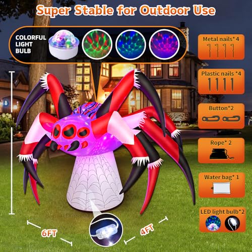 Halloween Inflatables Spider Decoration with Colorful LED Lights