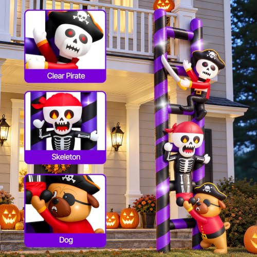 Halloween Inflatable Decorations Pirate Skeleton Climbing Ladder