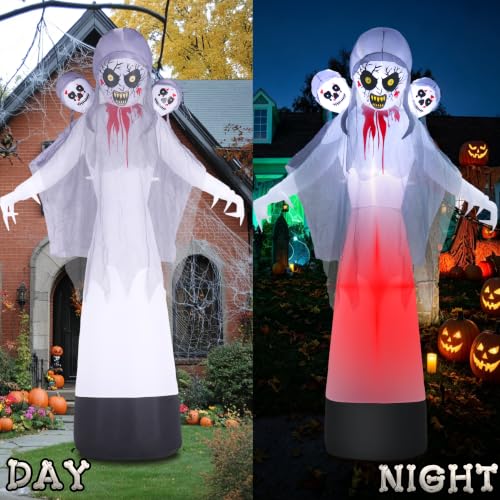 Halloween Inflatable Grim Reaper Ghost with Skull Heads
