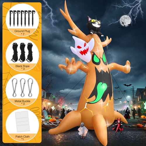Outdoor Halloween Inflatable Ghost Tree Display with LEDs