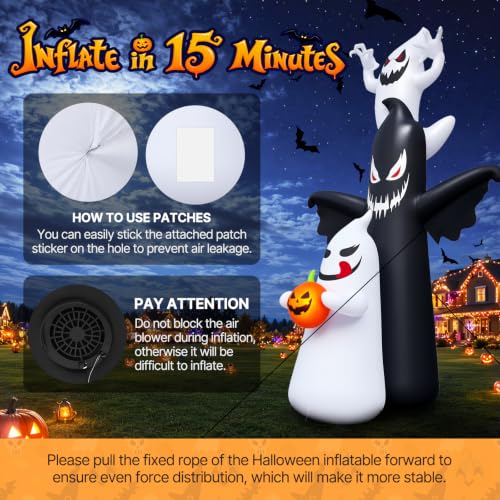 Halloween Inflatable Giant Double Sided Ghost Inflatable Decor