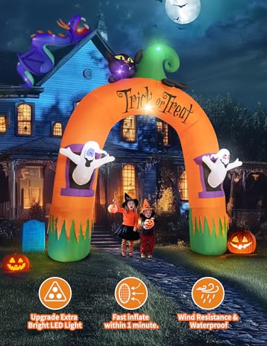 Large Halloween Inflatable Archway Decoration with Black Cat