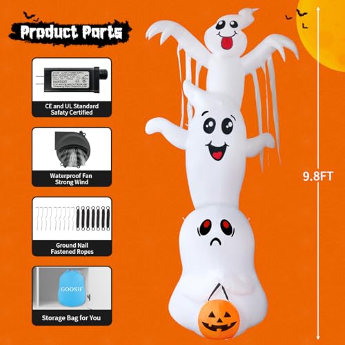 Halloween Inflatable Ghost Display GOOSH 9 Three Ghosts