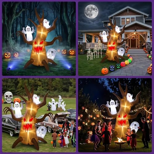8FT Halloween Inflatable Scary Tree Decorations Blow Up Yard Decor