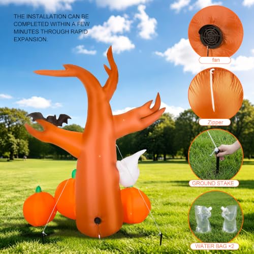 Halloween Inflatable Spooky Tree Outdoor Decor with Built-in LED Lights