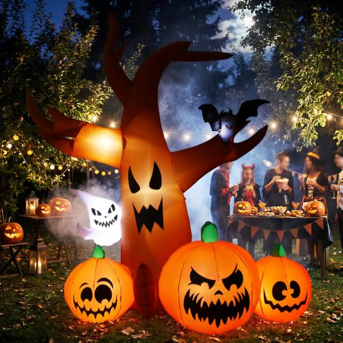 Halloween Inflatable Spooky Tree Outdoor Decor with Built-in LED Lights