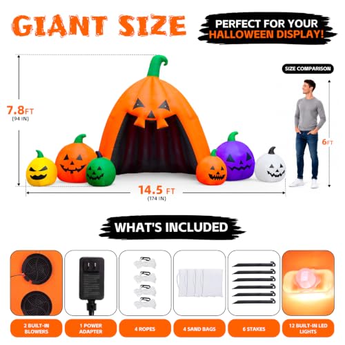 Pumpkin House Halloween Inflatable Walk with LED Lights