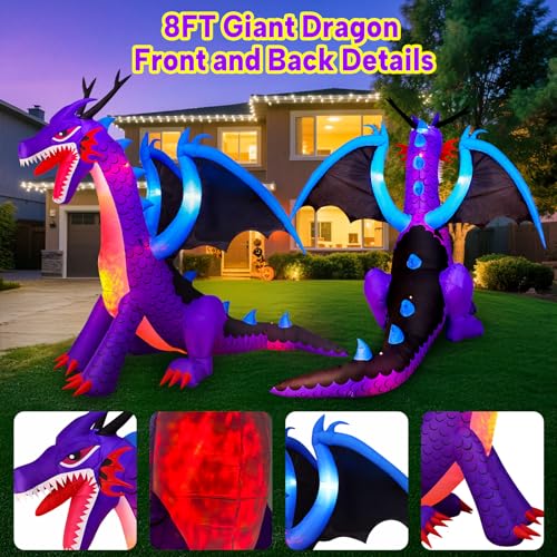 Halloween Inflatable Dragon Decorations with Built-in LED Lights