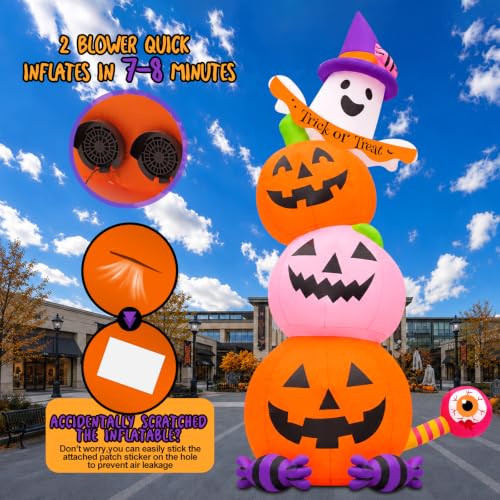 20FT Halloween Inflatable Decoration Tall Halloween Inflatable Pumpkin Ghost