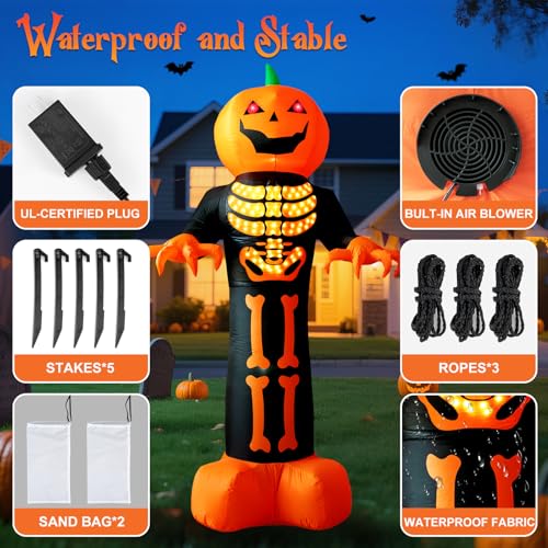 Inflatable Pumpkin Reaper Ghost Halloween Decoration with LED Lightshow