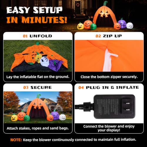 Pumpkin House Halloween Inflatable Walk with LED Lights