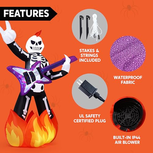 Inflatable Halloween Inflatable Skeleton Plays Guitar with LEDs