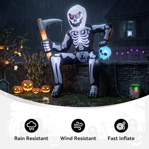 Inflatable Skeleton Halloween Decoration with LED Lights
