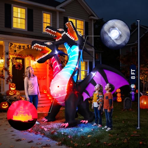 Halloween Inflatables Dragon with Three Heads and LED Lighting