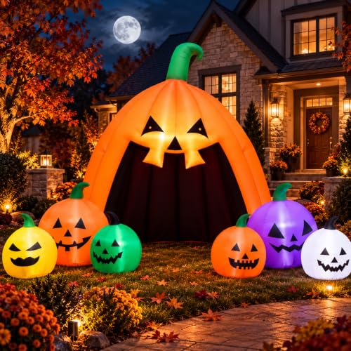 Pumpkin House Halloween Inflatable Walk with LED Lights