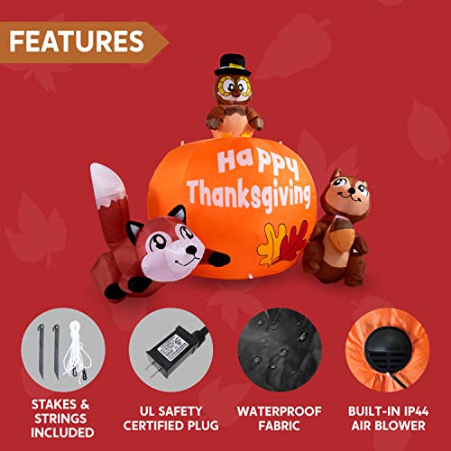 Thanksgiving Inflatable Turkey with Pumpkin and Woodland Friends