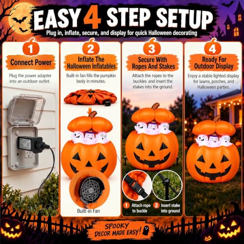 Halloween Inflatables Animated Pumpkin Ghost Outdoor Decorations