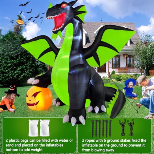 Commercial Halloween Inflatable Decoration Dominating Green Dragon Pumpkin