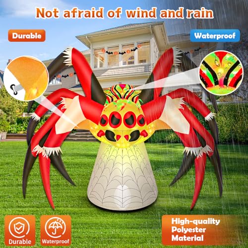 Halloween Inflatables Spider Decoration with Colorful LED Lights