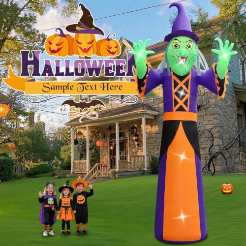 Halloween Inflatable Witch Yard Display for Events