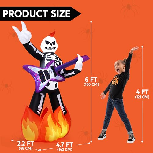 Inflatable Halloween Inflatable Skeleton Plays Guitar with LEDs