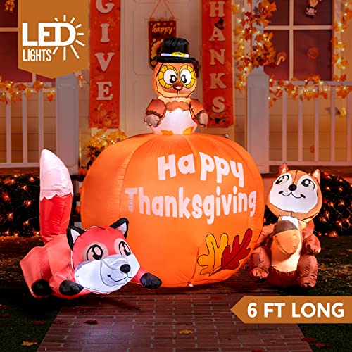 Thanksgiving Inflatable Turkey with Pumpkin and Woodland Friends