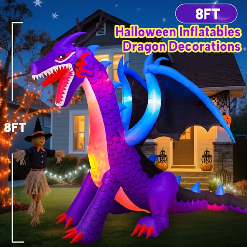 Halloween Inflatable Dragon Decorations with Built-in LED Lights