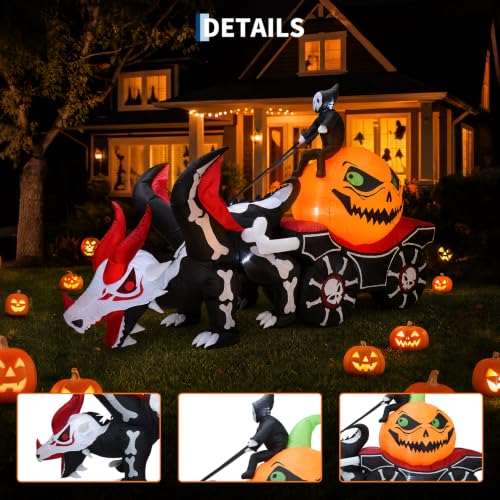 Halloween Decorations Outdoor Grim Reaper Dragon Carriage Inflatable