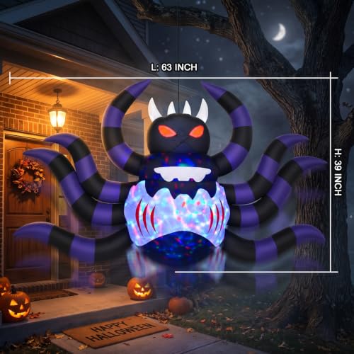 Inflatable Spider Decor with Halloween Animatronics Up Down Auto