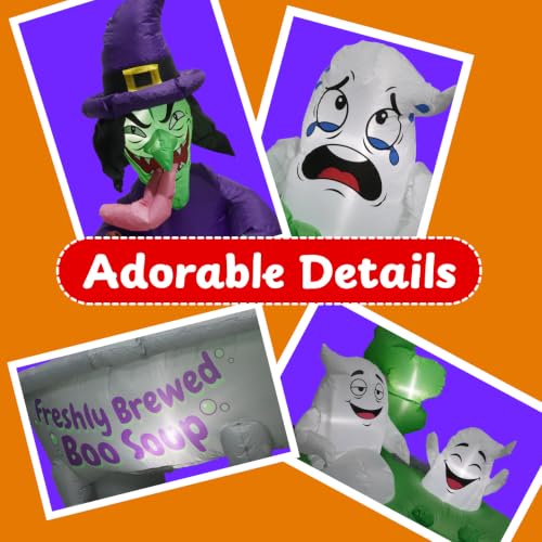 Halloween Inflatable Witch Cauldron with 3 Ghosts