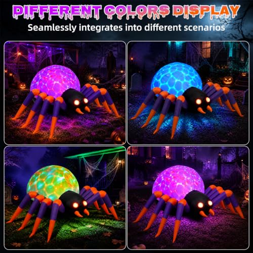 Halloween Inflatable Spider Decoration with LED Lights