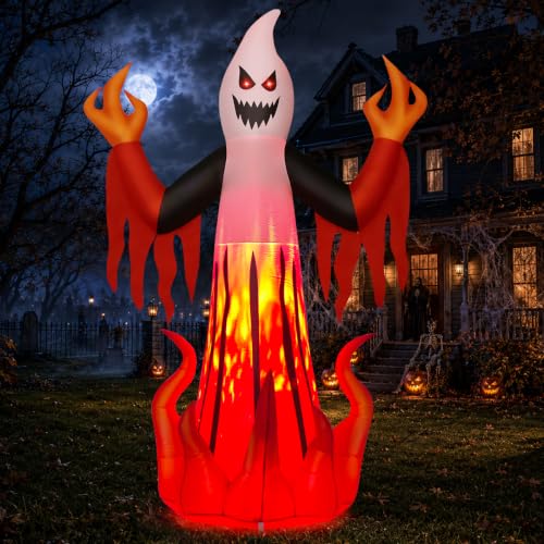 Halloween Inflatables Scary Ghost with Flames Outdoor Decor