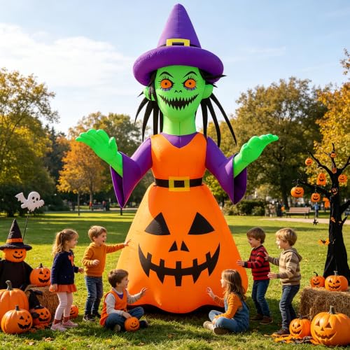 Halloween Inflatable Yard Decor Witch with LED Lights