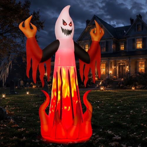 Halloween Inflatables Scary Ghost with Flames Outdoor Decor