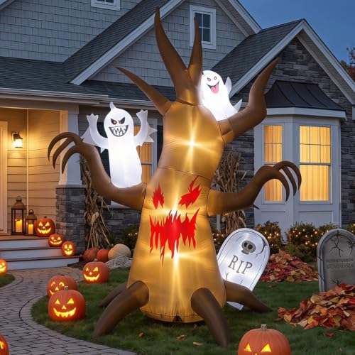 8FT Halloween Inflatable Scary Tree Decorations Blow Up Yard Decor