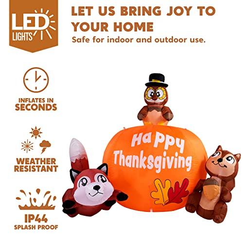 Thanksgiving Inflatable Turkey with Pumpkin and Woodland Friends