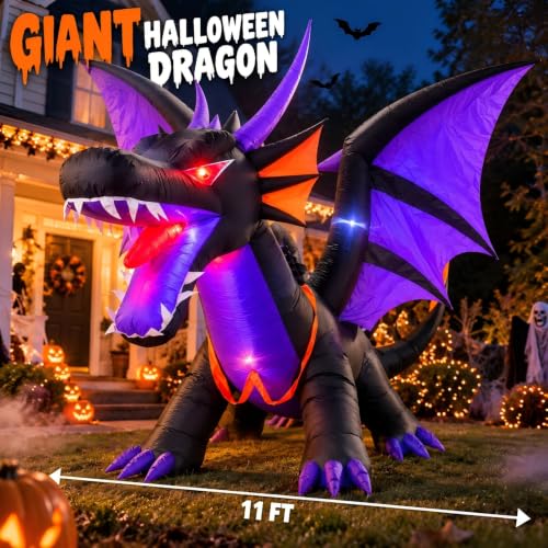 Halloween Inflatable Dragon with LED Lights for Outdoor Displays