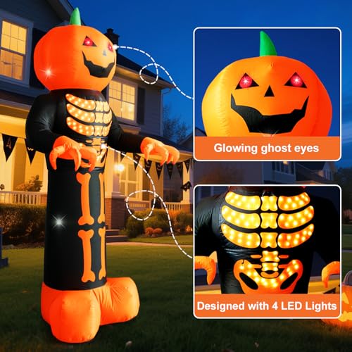 Inflatable Pumpkin Reaper Ghost Halloween Decoration with LED Lightshow