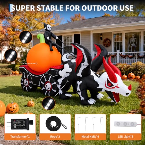 Halloween Decorations Outdoor Grim Reaper Dragon Carriage Inflatable