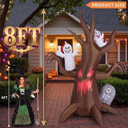 8FT Halloween Inflatable Scary Tree Decorations Blow Up Yard Decor