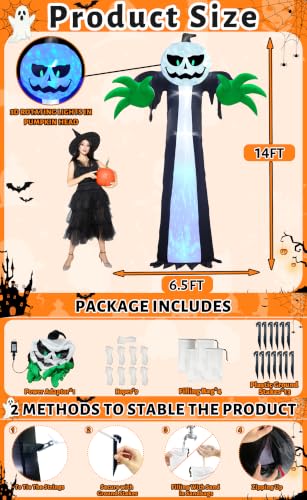 Inflatable Pumpkin Ghost for Halloween Yard Display