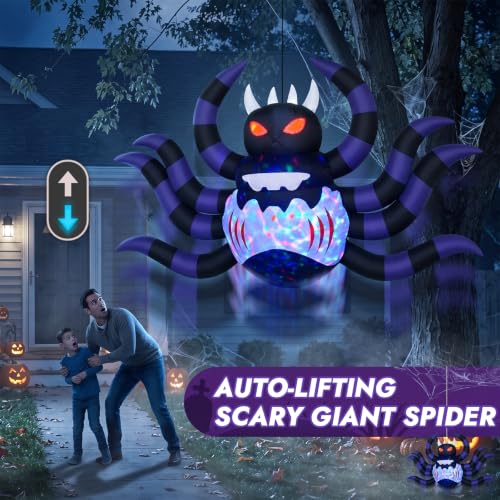 Halloween Animatronics Up Down Auto Motion Inflatable Spider Decorations