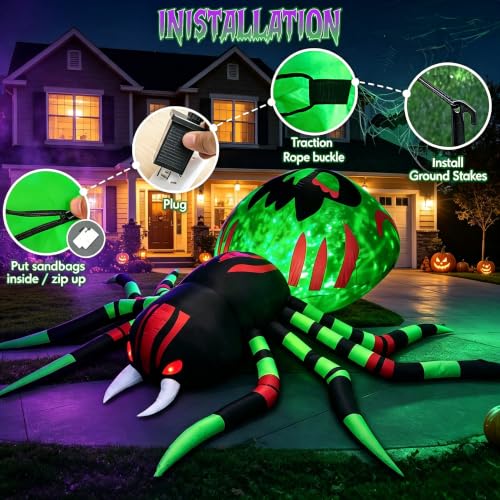 Halloween Inflatables Giant Spider Blow Ups Outdoor Decor Yard Lawn