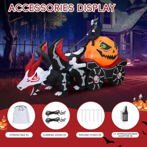 Halloween Inflatable Carriage with Grim Reaper and Skeleton Dragon